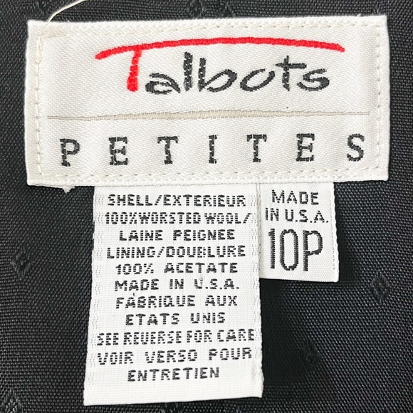Vintage Talbots Petite Women’s Wool Blazer Jacket Size 10P Black Full Zip Pocket - Picture 6 of 8